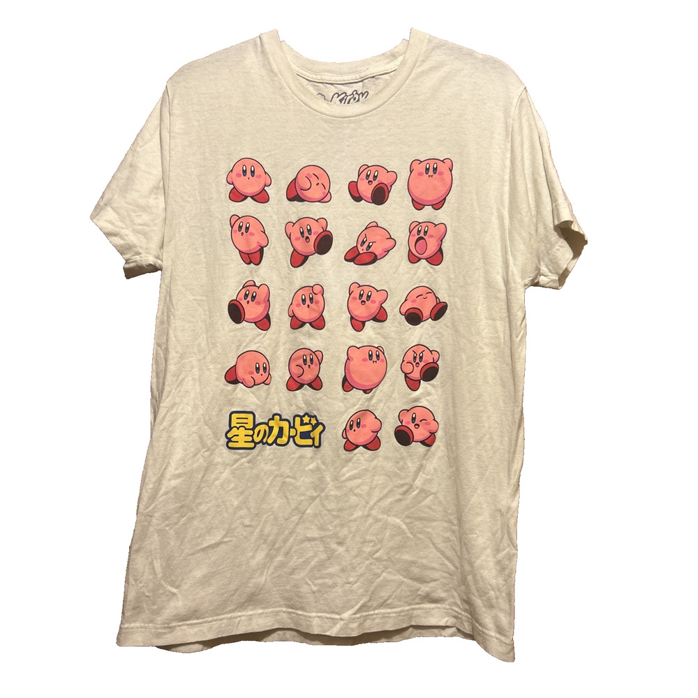 Nintendo Kirby Shirt Large Adult Gaming Pink Puffball Video Game Vintage